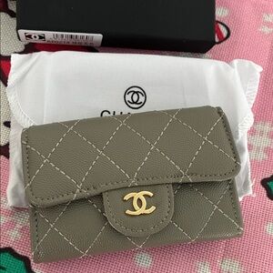 Olive Green Quilted Leather Wallet